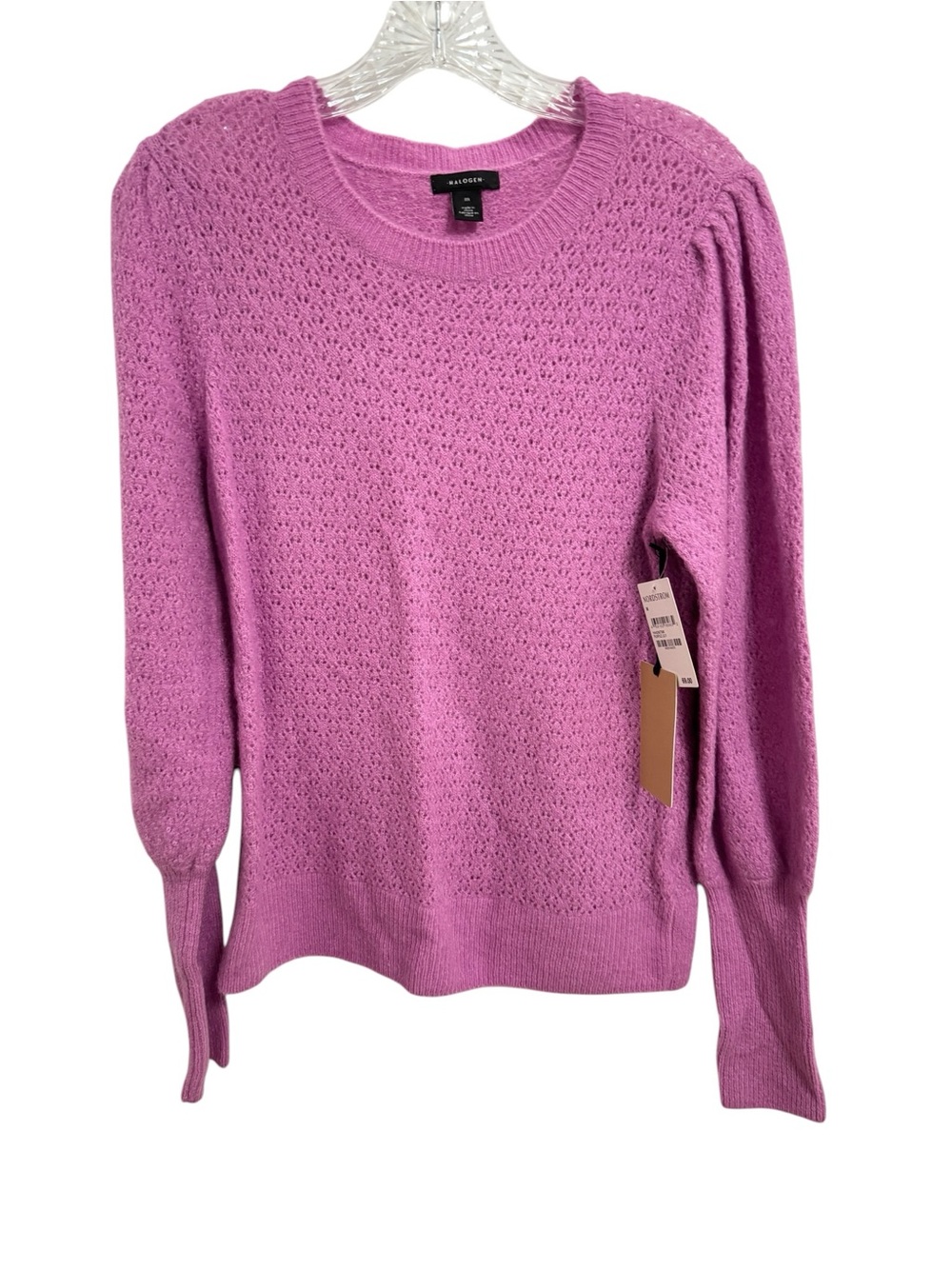 NWT Halogen Purple Lily Pointelle Puff Sleeve Sweater Medium